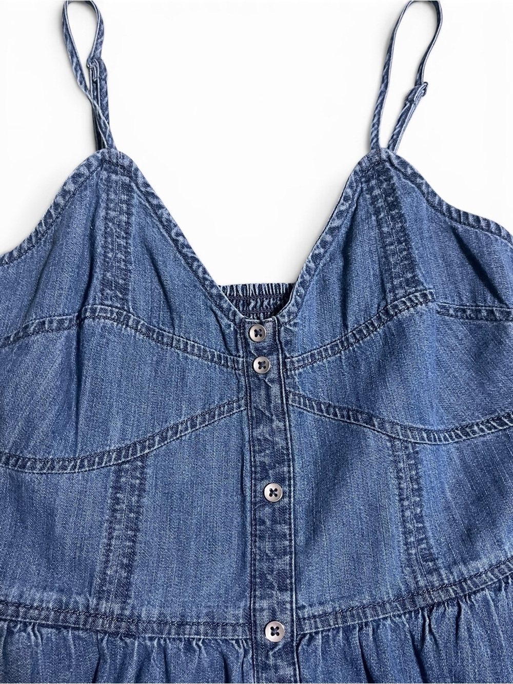Vintage 2000s Y2K Express Blue Denim Mini Dress with Spaghetti Straps